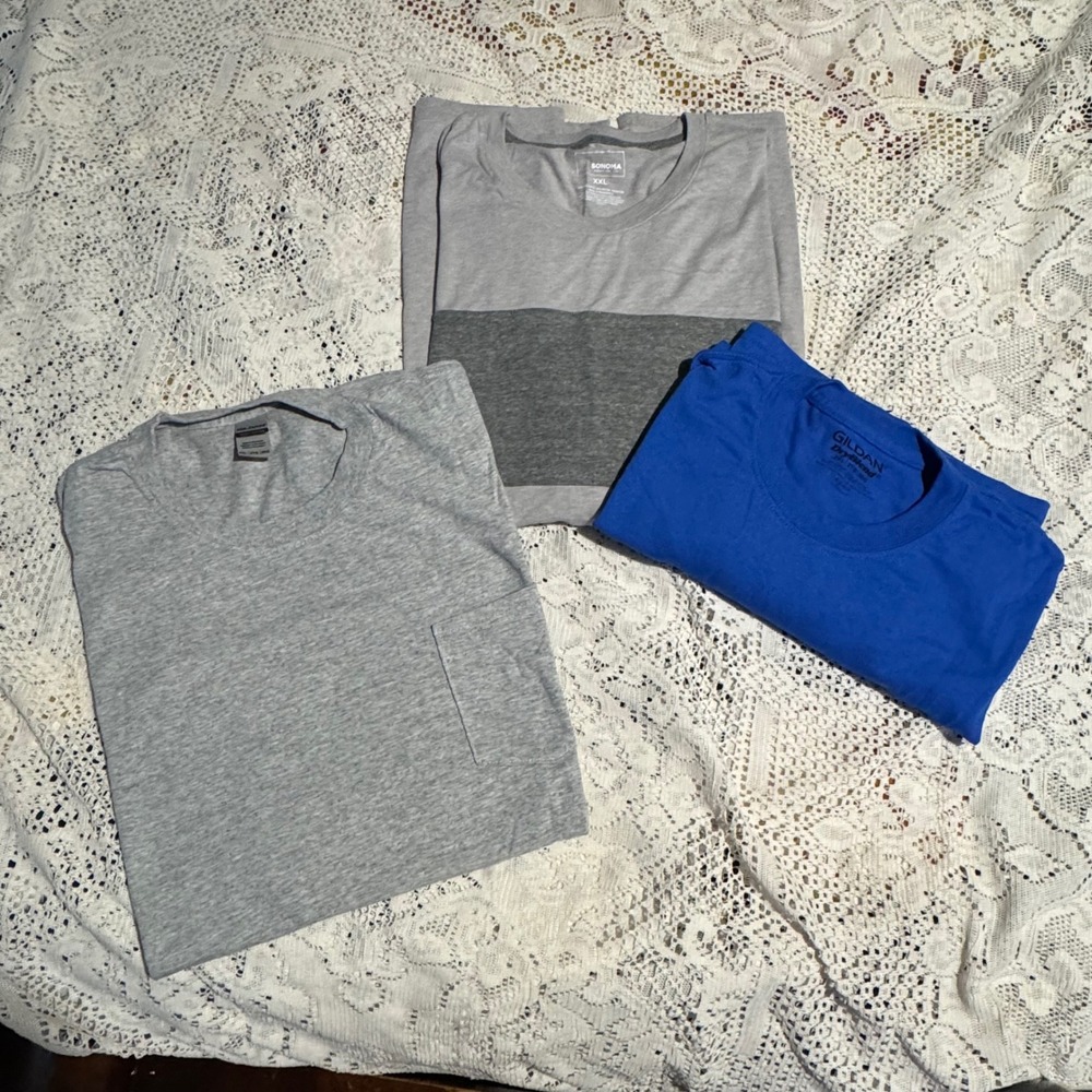 Men's T-Shirt Bundle Gray Blue Sonoma‎ Gildan Short Sleeve Casual